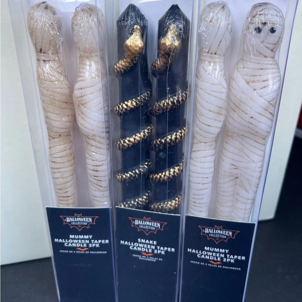 Kirkton House Halloween Mummy and Snake Taper Candle Set